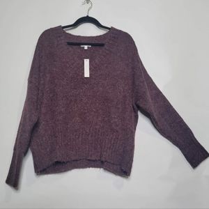 NWT Burgundy V neck crop sweater